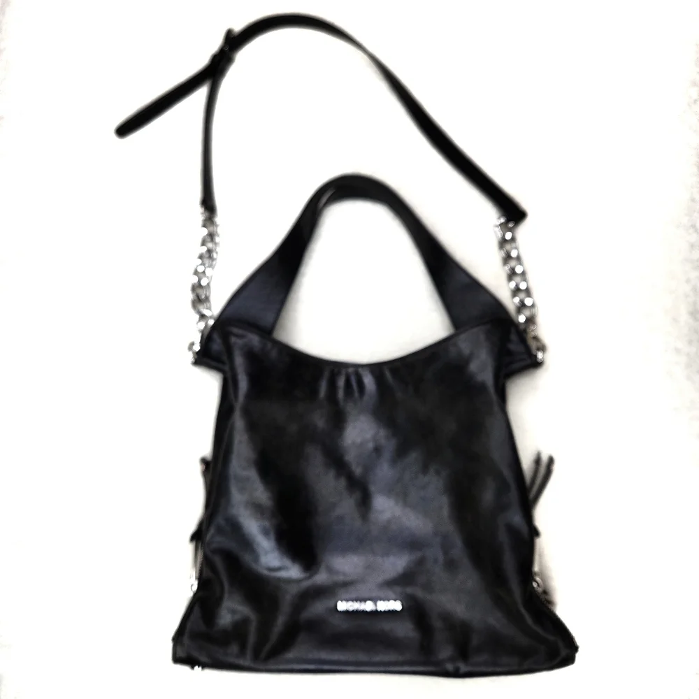 Michael Kors Devon Large Hobo Black Leather Shoulder Tote